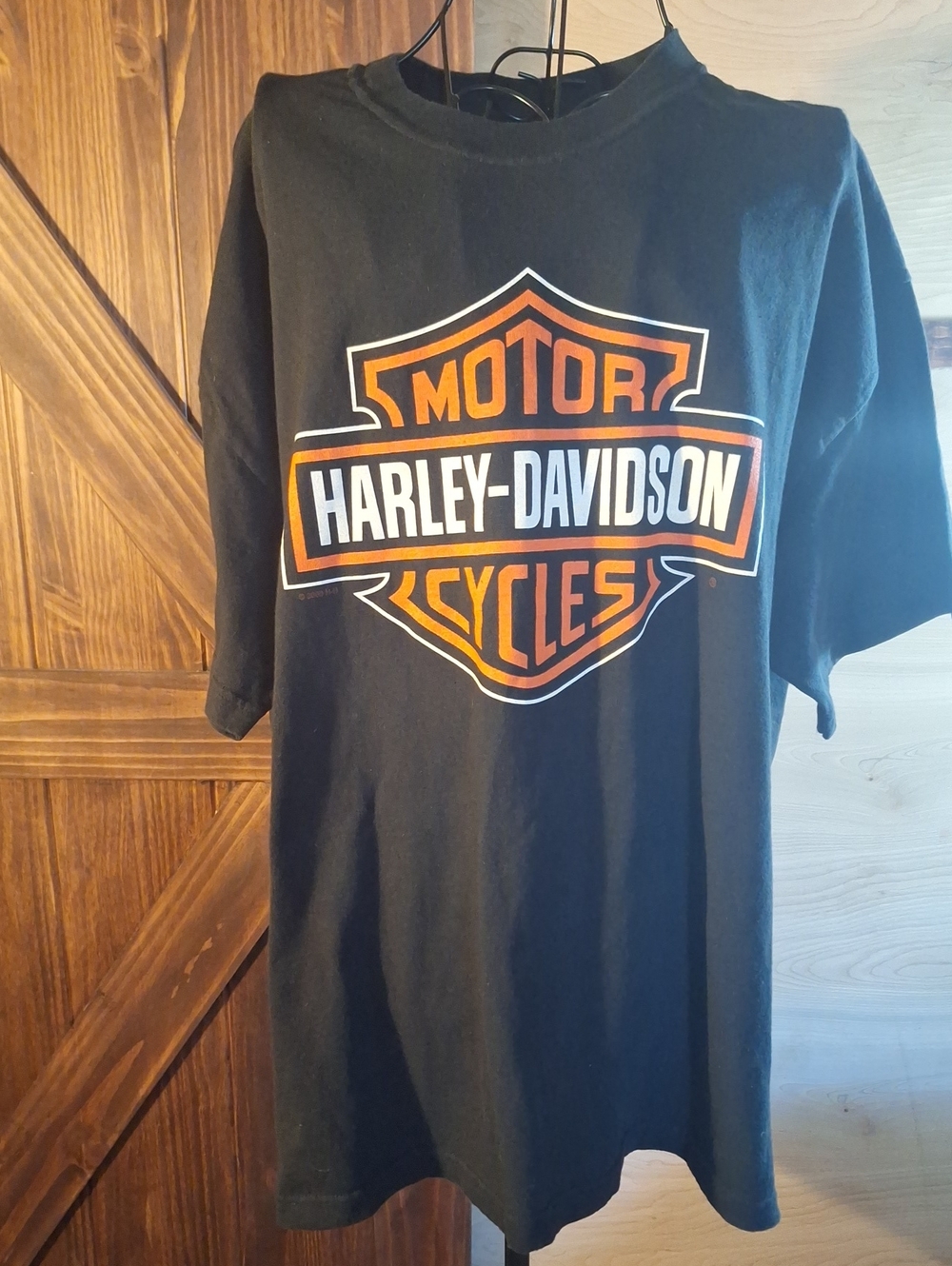 Vintage, Rare Harley-Davidson Black Short Sleeve with Orange & White Shield Logo